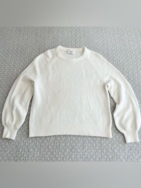 Aritzia Wilfred White Crewneck Sweater Soft Wool Cashmere Blend Size L